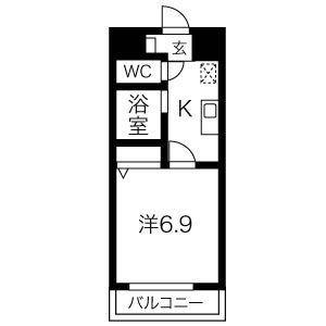PRIMA(1K/1階)の間取り写真