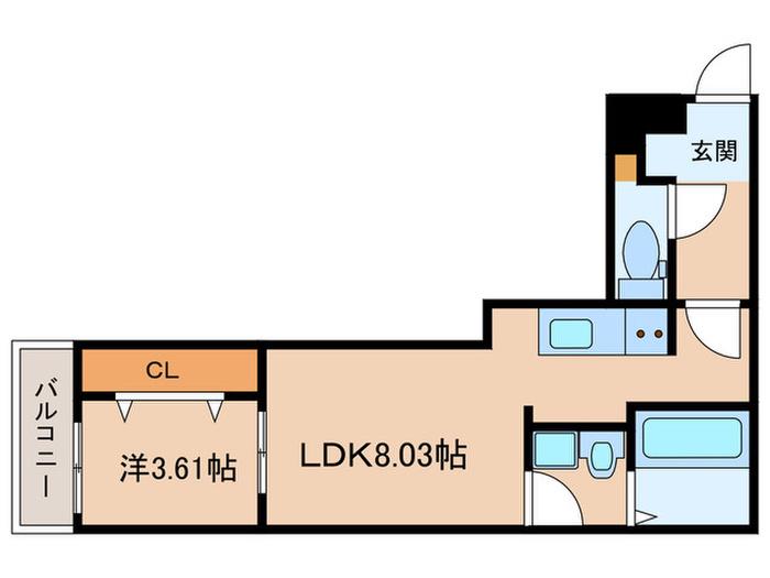 エルモサ戸畑(1LDK/3階)の間取り写真