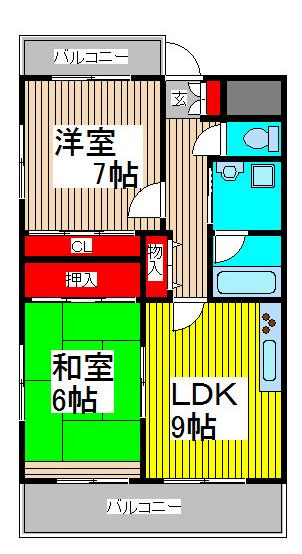 ユニーグレイス(2LDK/3階)の間取り写真