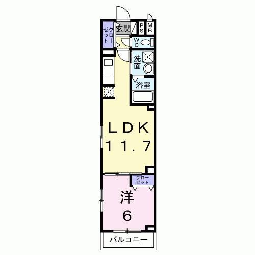 グランデ蒲生茜町(1LDK/4階)の間取り写真