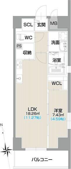 フォルティス今池(1LDK/6階)の間取り写真