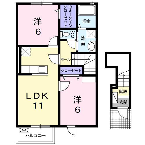 ルピナス(2LDK/2階)の間取り写真