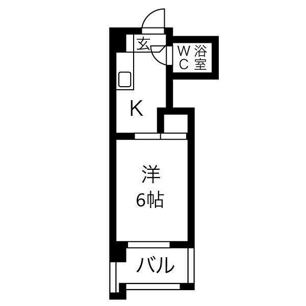 第5七福ビル(1K/4階)の間取り写真