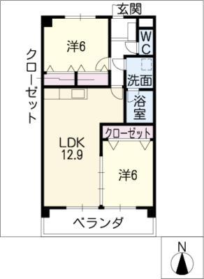 ラヴィーニア(2LDK/4階)の間取り写真