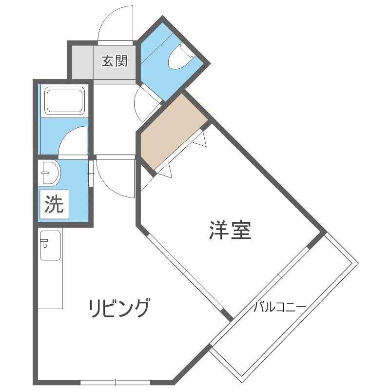 マープル月寒(1DK/4階)の間取り写真