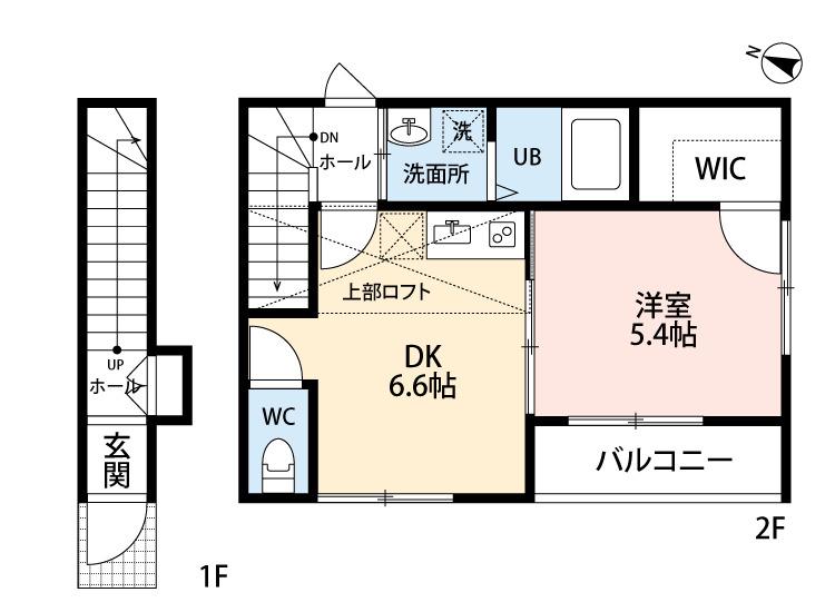 ブライトサム千間台西5丁目(1DK/2階)の間取り写真