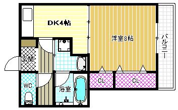 パスサイド21(1DK/3階)の間取り写真