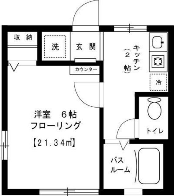 ハイツワールド幸(1K/1階)の間取り写真