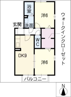 グランドゥールSAKAE B(2DK/2階)の間取り写真