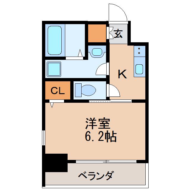 エステムコート名古屋泉プラチナムゲート(1K/2階)の間取り写真