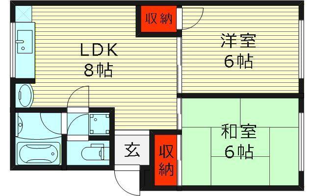 山一寿ハイツ(2DK/3階)の間取り写真
