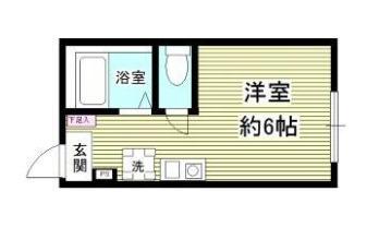 ヒルズ三ツ沢下町B棟(ワンルーム/1階)の間取り写真
