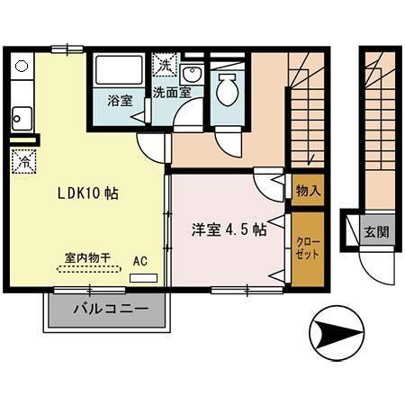 グレイス メゾン(1LDK/2階)の間取り写真