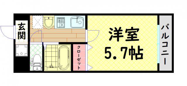 プレミアム本町(1K/6階)の間取り写真