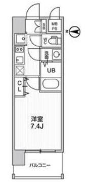 ラドゥセール荒本(1K/4階)の間取り写真