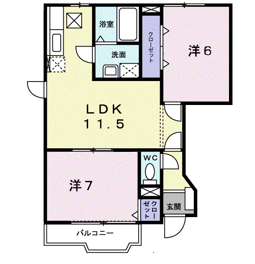 ヴェルソー(2LDK/1階)の間取り写真