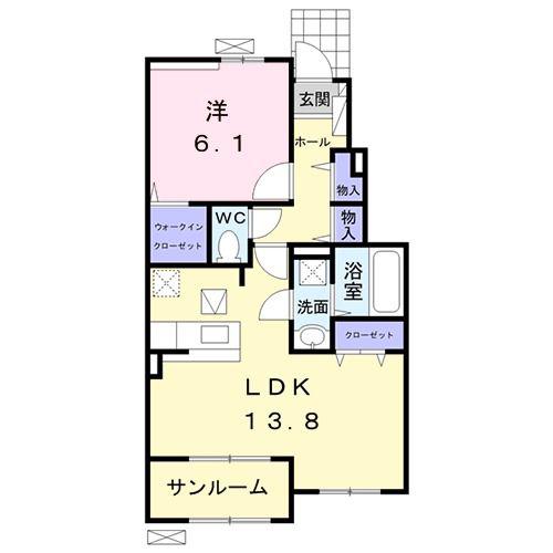 メゾンクレール城南(1LDK/1階)の間取り写真