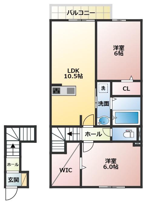 メゾン ダンデリオン(2LDK/2階)の間取り写真