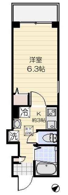 フィオーレ若林(1K/1階)の間取り写真