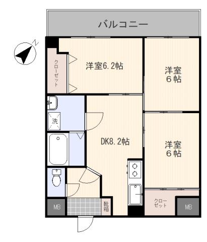 ユアコート昭和町(3DK/2階)の間取り写真