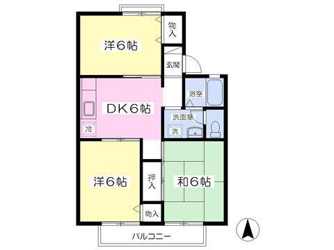 メゾンドマリカB(3DK/1階)の間取り写真
