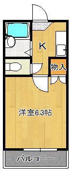 コーポ守恒(1K/2階)の間取り写真