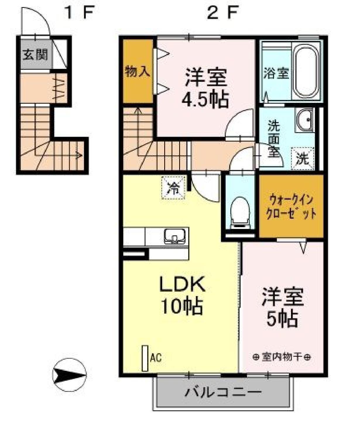ヴァンヴェール(2LDK/2階)の間取り写真