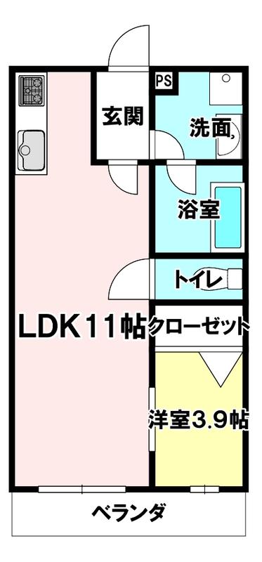 ソリテール菊陽(1LDK/3階)の間取り写真