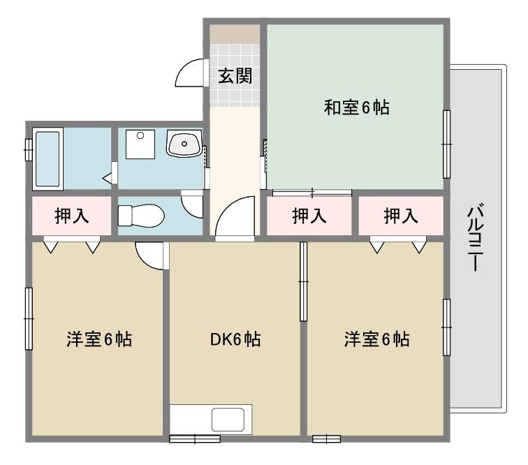 秋桜ハイツ(3DK/1階)の間取り写真