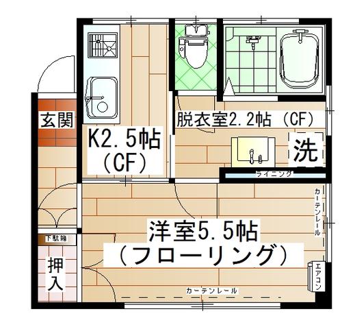 セレストアズール(1K/2階)の間取り写真