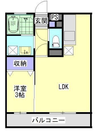 HERMITI棟(1LDK/1階)の間取り写真