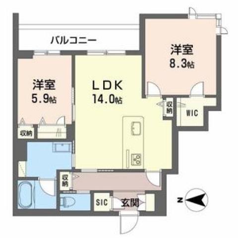 シャーメゾン ルクール(2LDK/2階)の間取り写真