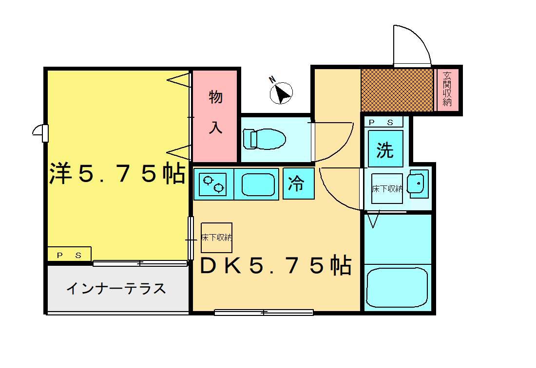 LAULEA(1DK/1階)の間取り写真