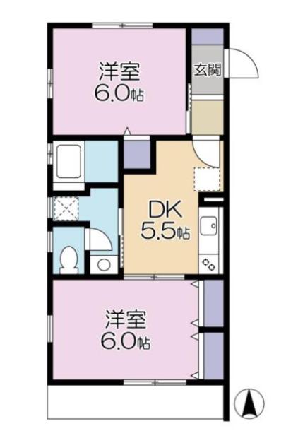 アルメリア中野(2DK/1階)の間取り写真