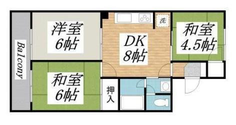 メゾングロワール(3DK/1階)の間取り写真