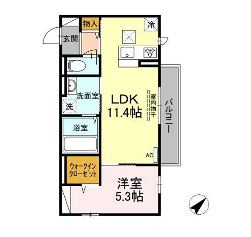 セレーノ別宮(1LDK/1階)の間取り写真