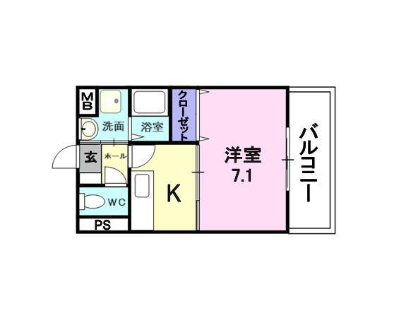 エスタシオン・桂川(1K/2階)の間取り写真
