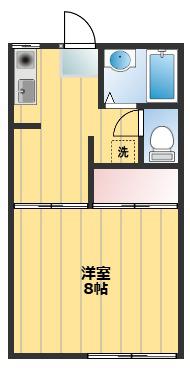 第二稲荷山ハイツB(1K/1階)の間取り写真