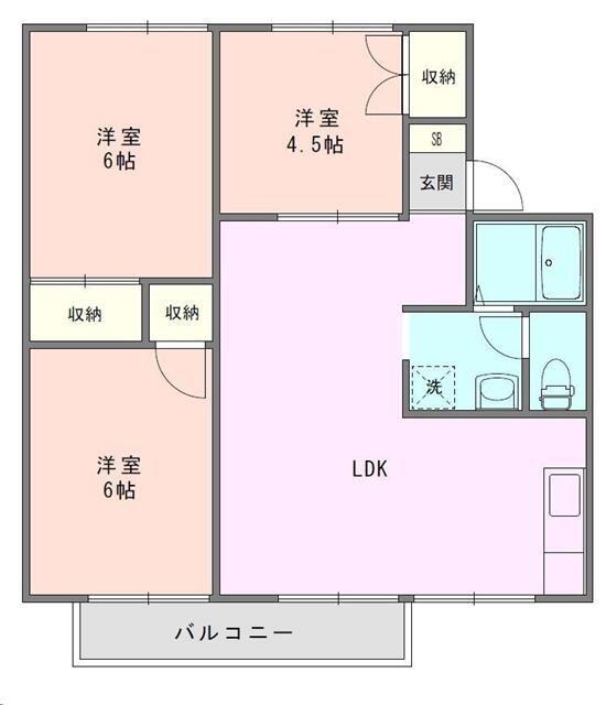 グリーンベルB(3LDK/2階)の間取り写真