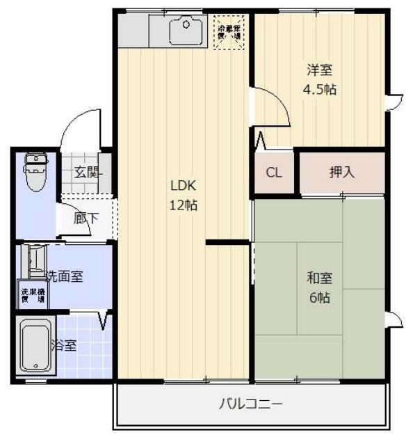 レトア大石(2LDK/1階)の間取り写真