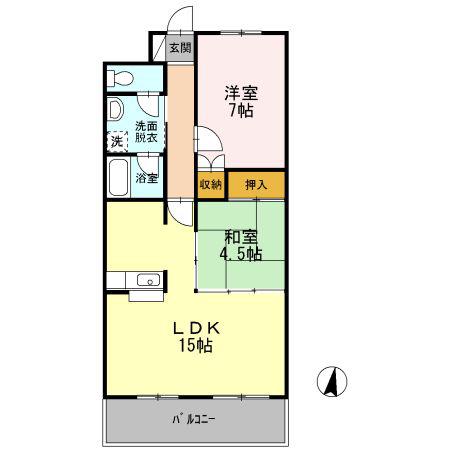 サニーコート暁(2LDK/1階)の間取り写真