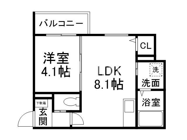 LIX京都桂川(1LDK/1階)の間取り写真