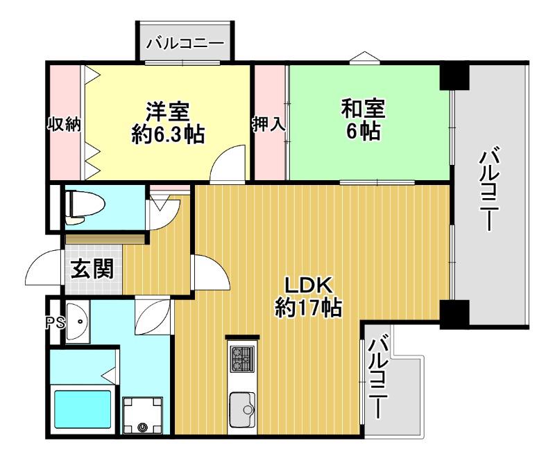 メロディーハイム塚本(2LDK/8階)の間取り写真