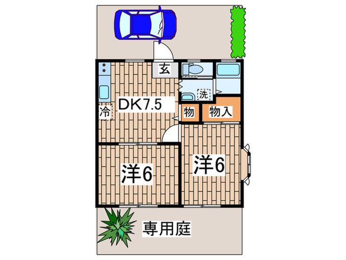 平潟スプリングハイツ(2DK/1階)の間取り写真