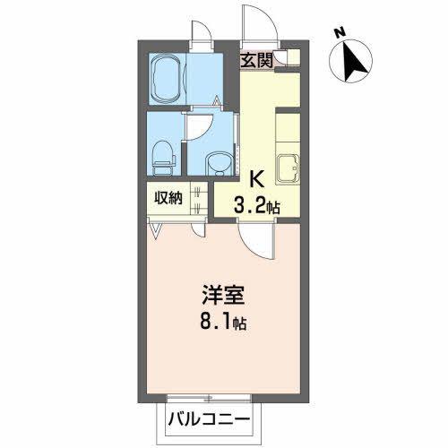 ソディアD(1K/1階)の間取り写真