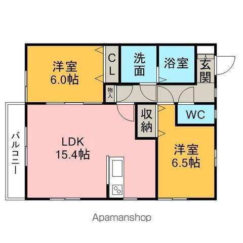 ベルドミールE(2LDK/2階)の間取り写真