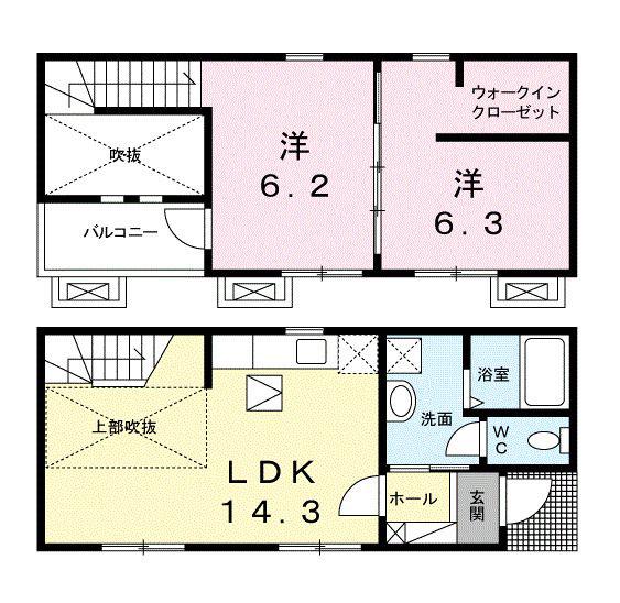 JR山陽本線 岡山駅 バス乗車時間:35分 最寄りバス停で下車 徒歩8分 2階建 築10年(2LDK/1階)の間取り写真