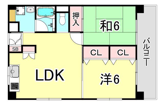 松園ハイツ(2LDK/3階)の間取り写真