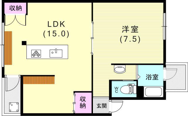 五位ノ池南ビル(1LDK/4階)の間取り写真