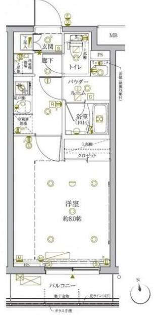 クレイシアIDZ新宿落合ディアコート(1K/3階)の間取り写真